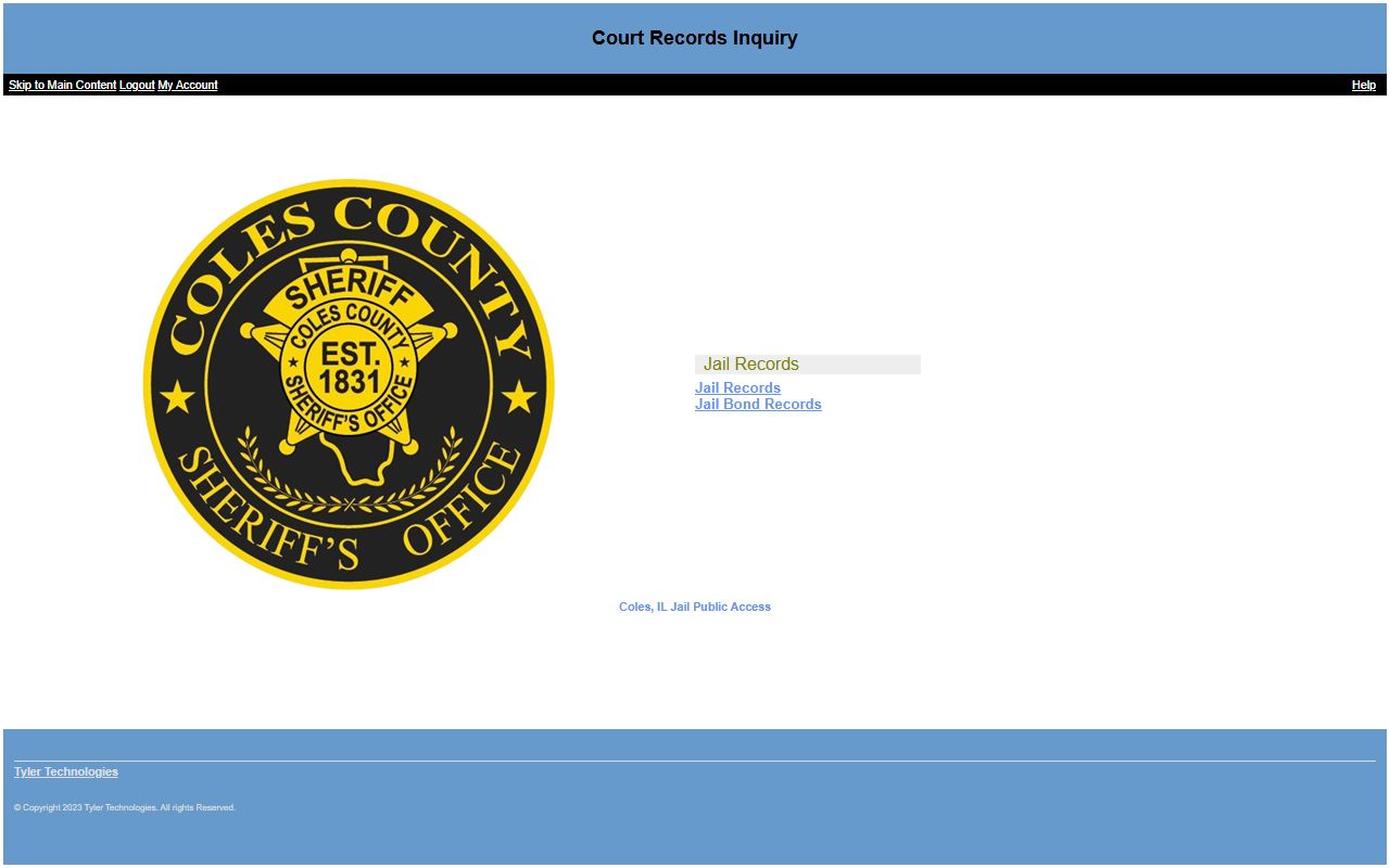 Coles County inmate records Odyssey jail records portal